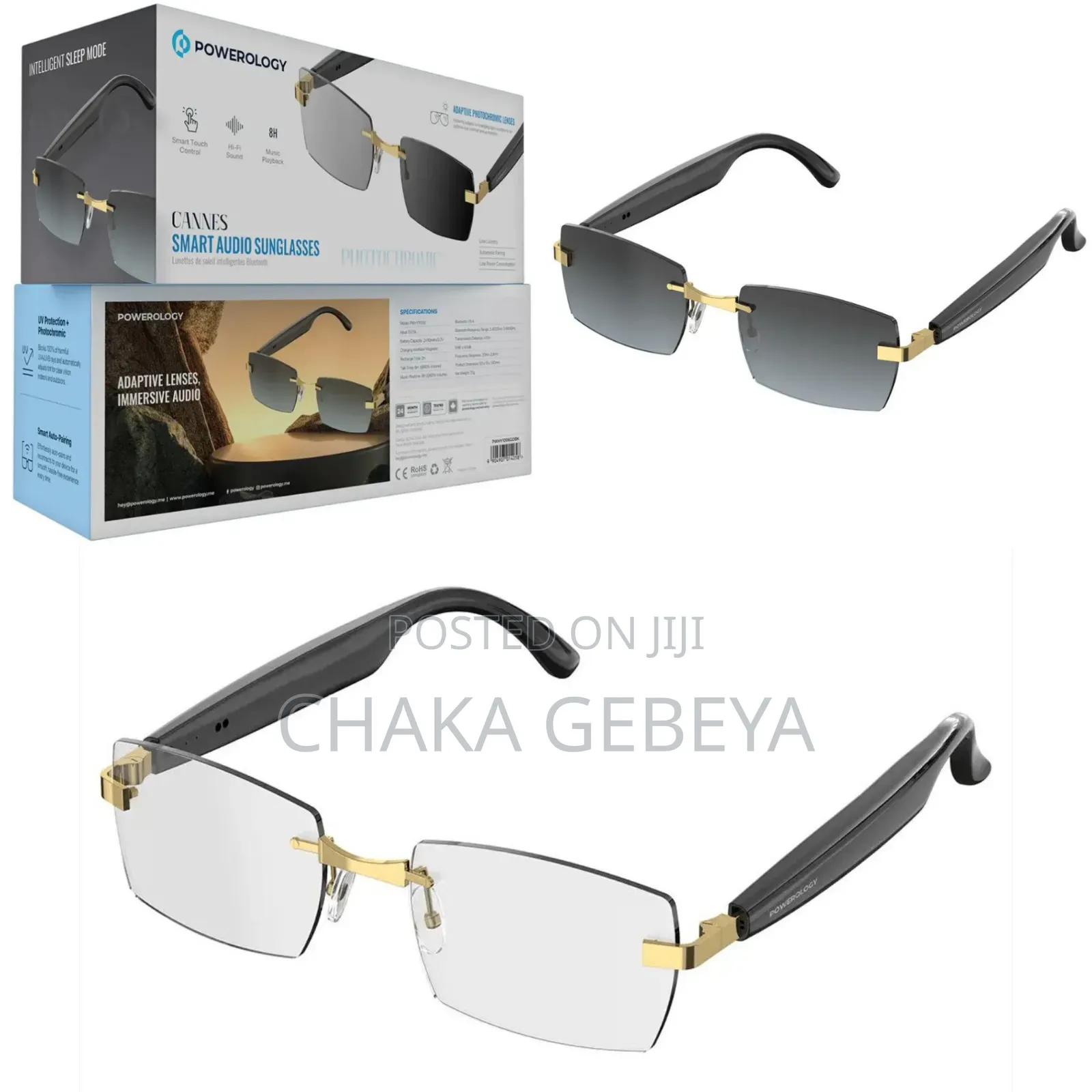  Powerology Cannes Smart Audio Sunglasses – Variant: Black/Gold