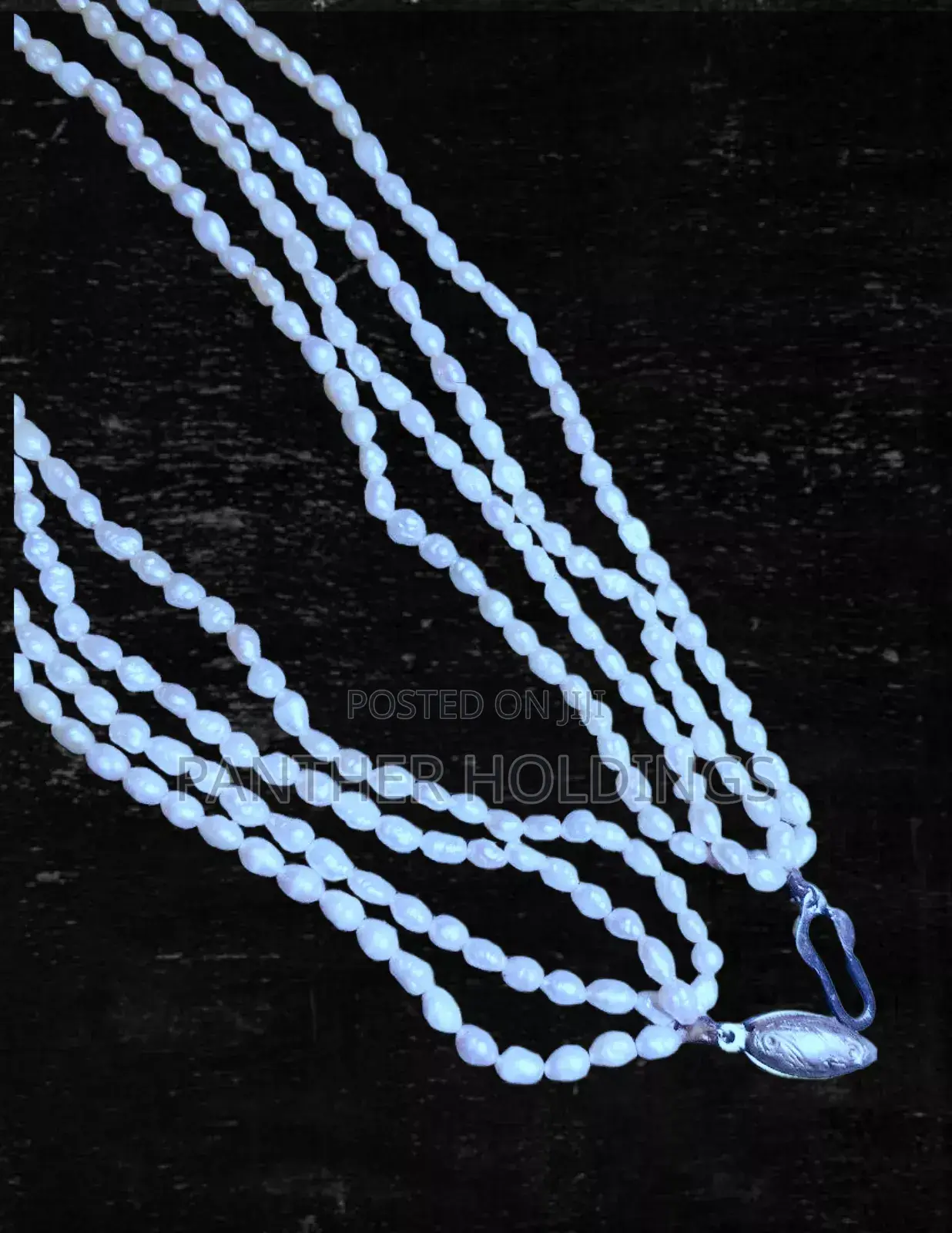 Pristine Victorian Era Antique Rice Genuine Pearl 4 Strands Necklace