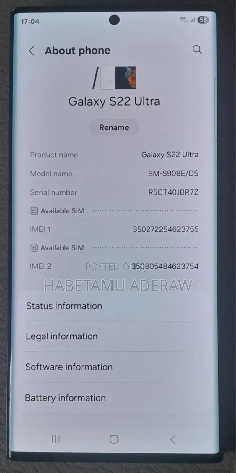 New Samsung Galaxy S22 Ultra 256 GB Blue