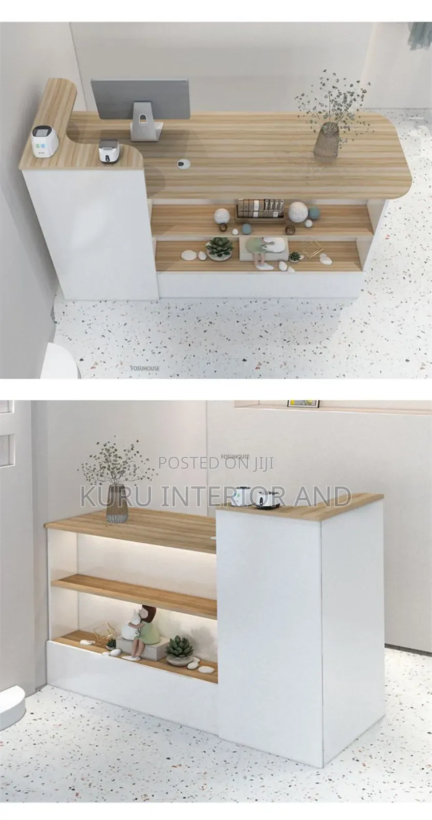 Modern Reception Tabel With Display Shelf and Light