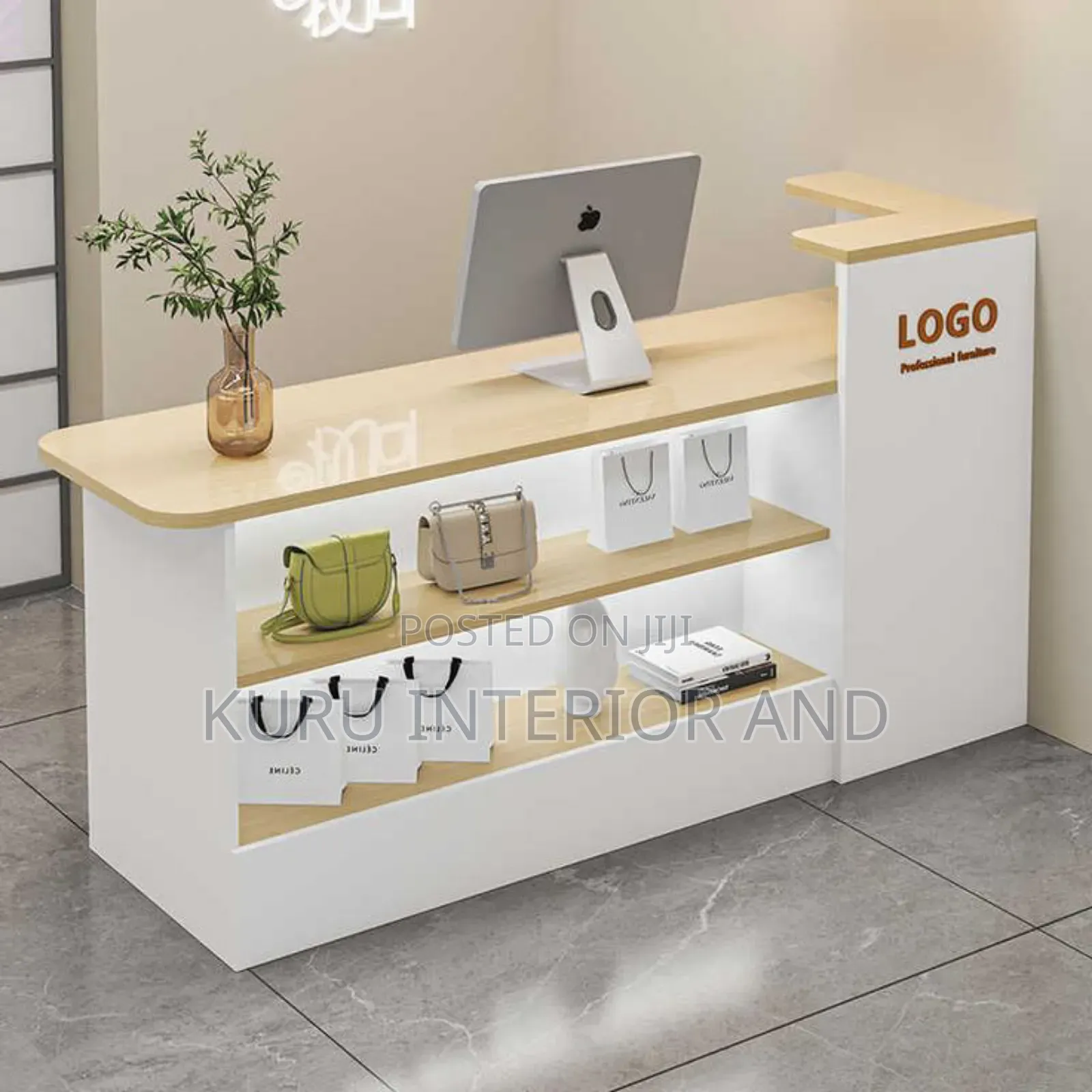 Modern Reception Tabel With Display Shelf and Light