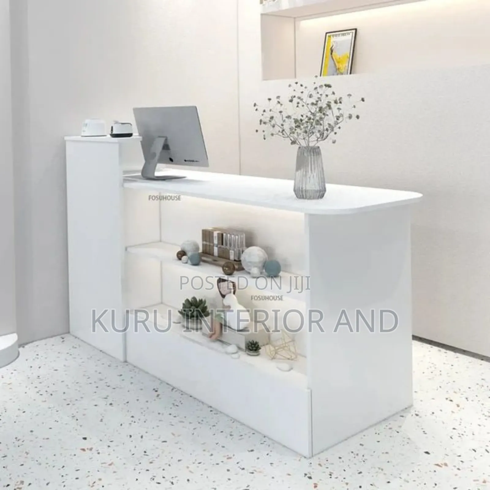 Modern Reception Tabel With Display Shelf and Light