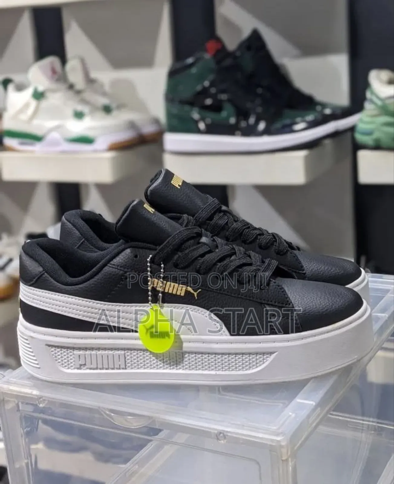 Puma Smash V3 Platform Double-Sole ‘Black/White’ Mens Shoes