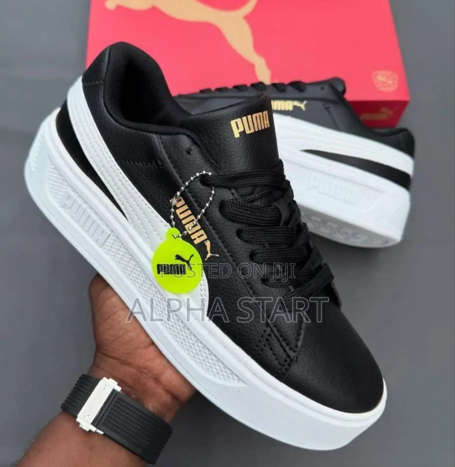 Puma Smash V3 Platform Double-Sole ‘Black/White’ Mens Shoes
