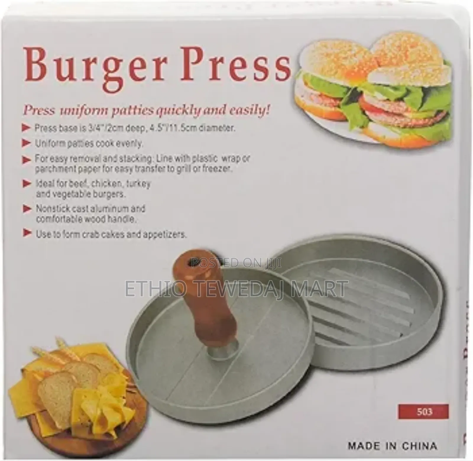Stainless Steel Burger Press Meat Press Silver
