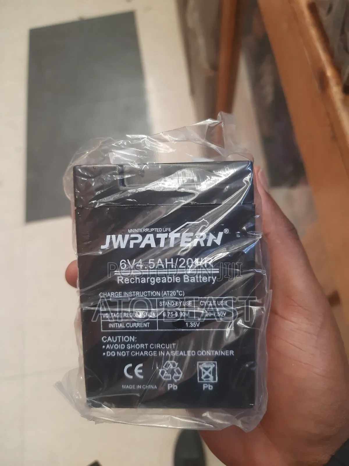 Jwpattern 6v 4.5ah Rechargeable Battery