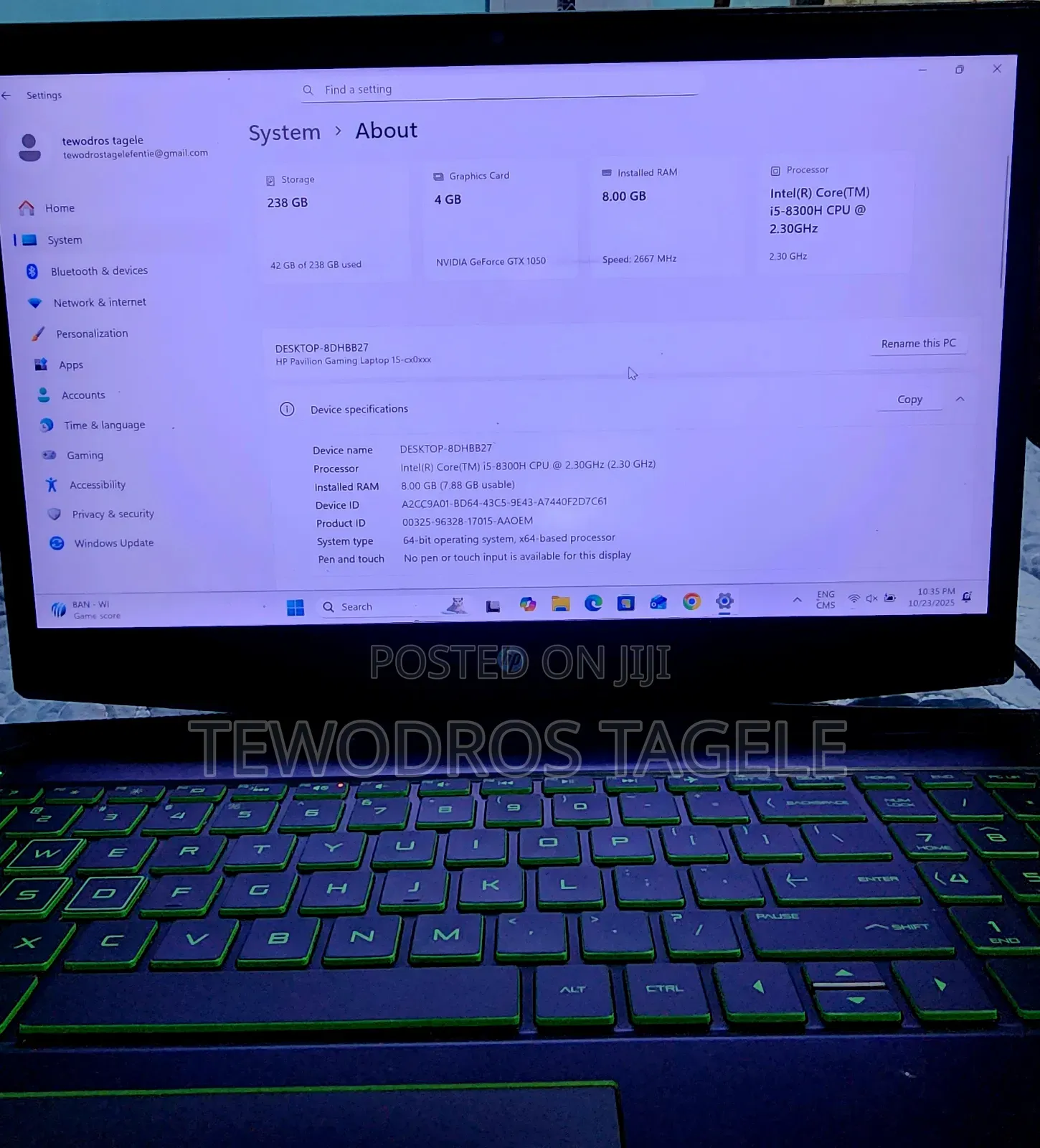 Desktop Computer HP Pavilion Gaming Desktop 8GB Intel Core I5 SSD 256GB