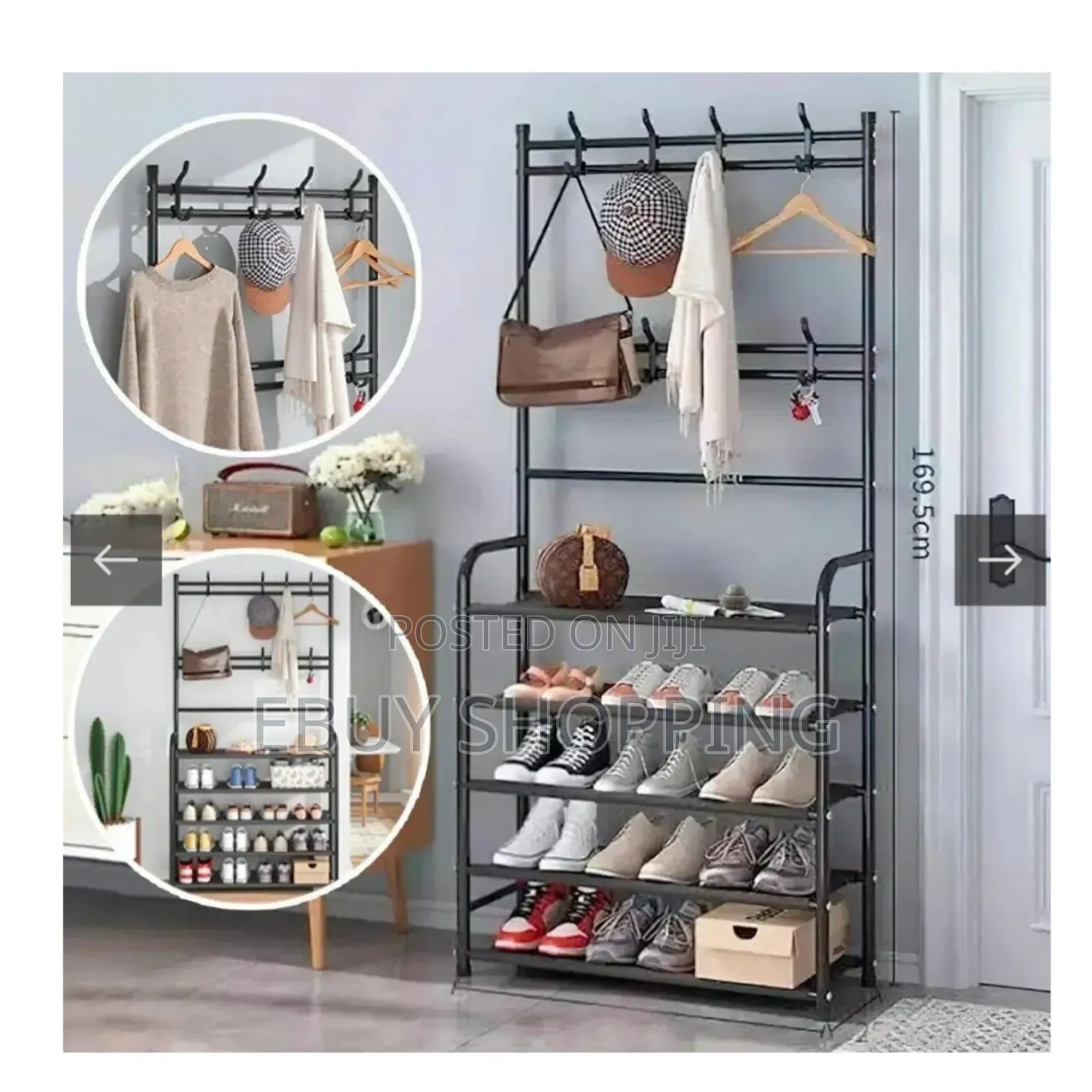 Space-saving Floor Clothes Rack With Double Hook Design