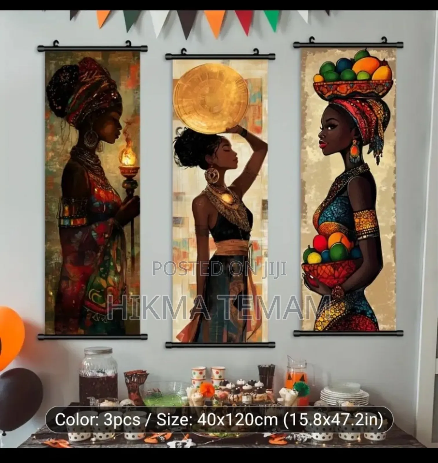 3 PCS Exquisite Unframed African Women Painting,Art Decoration