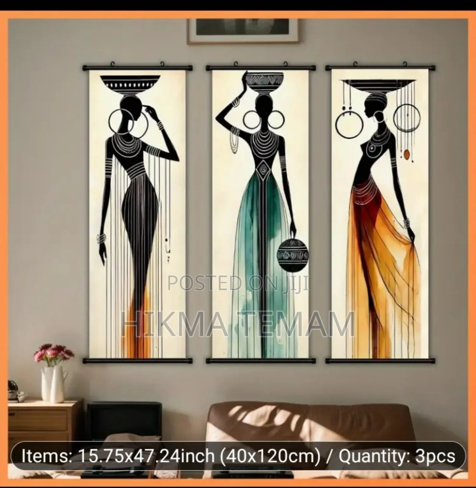3 PCS Exquisite Unframed African Women Painting,Art Decoration