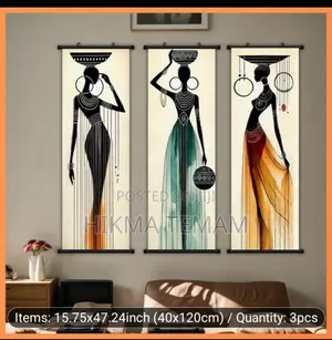 3 PCS Exquisite Unframed African Women Painting,Art Decoration