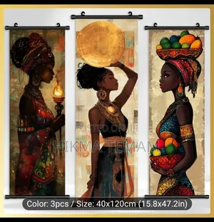 3 PCS Exquisite Unframed African Women Painting,Art Decoration