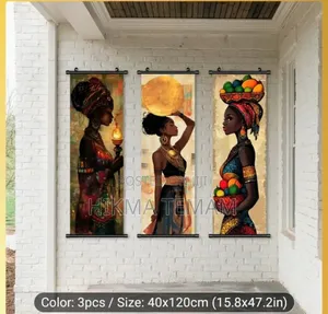 3 PCS Exquisite Unframed African Women Painting,Art Decoration
