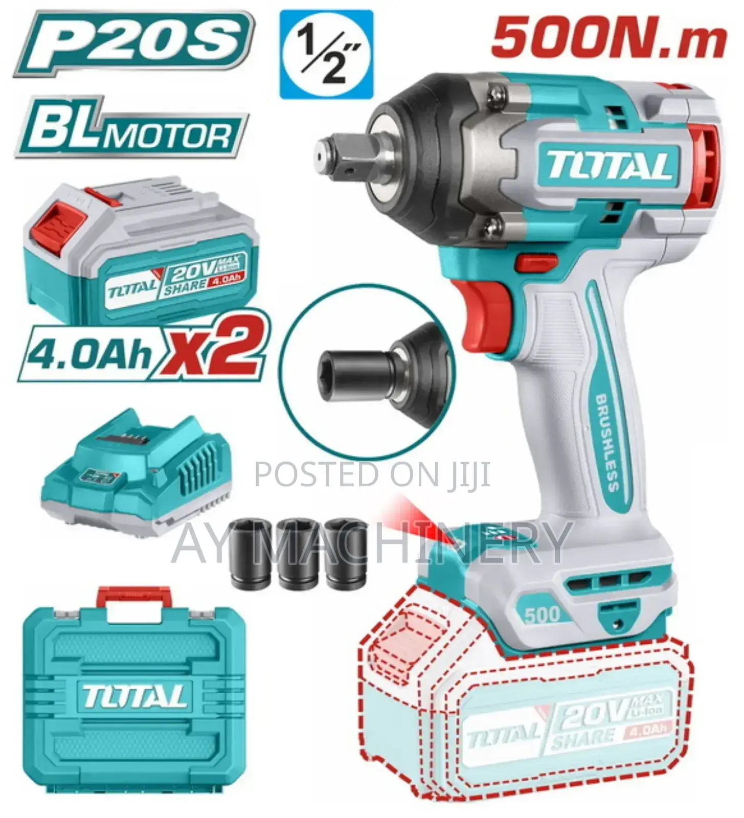 Total Impact Wrench 20v 500nm ጆደር መፍቻ