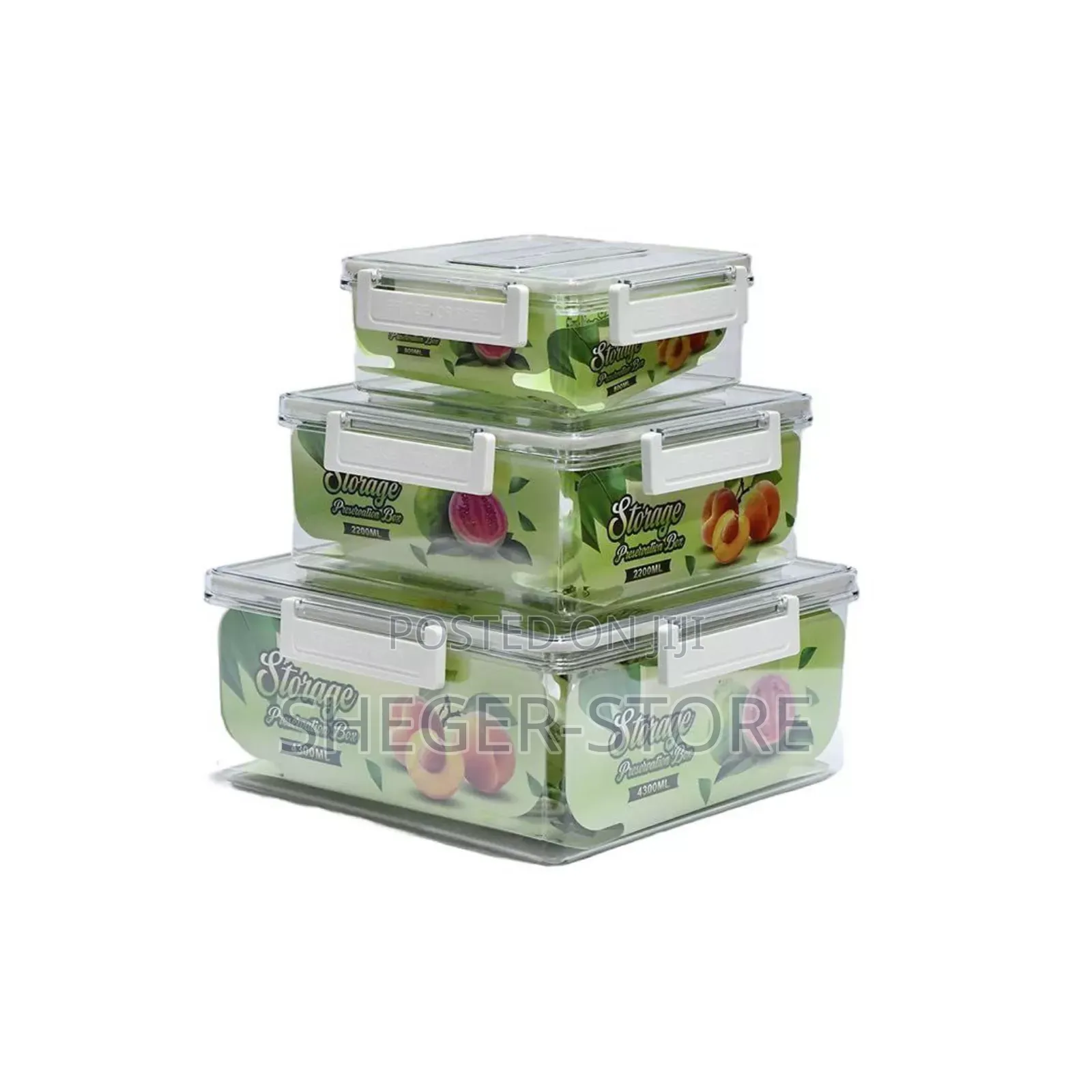 3pcs Fridge Orgnizer Box's
( 3 በተለያየ መጠን, Aclyric Material)