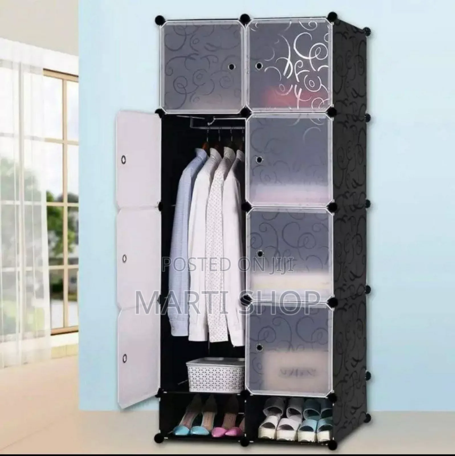 Plastic And Metal Cubic Cloth Cabinet