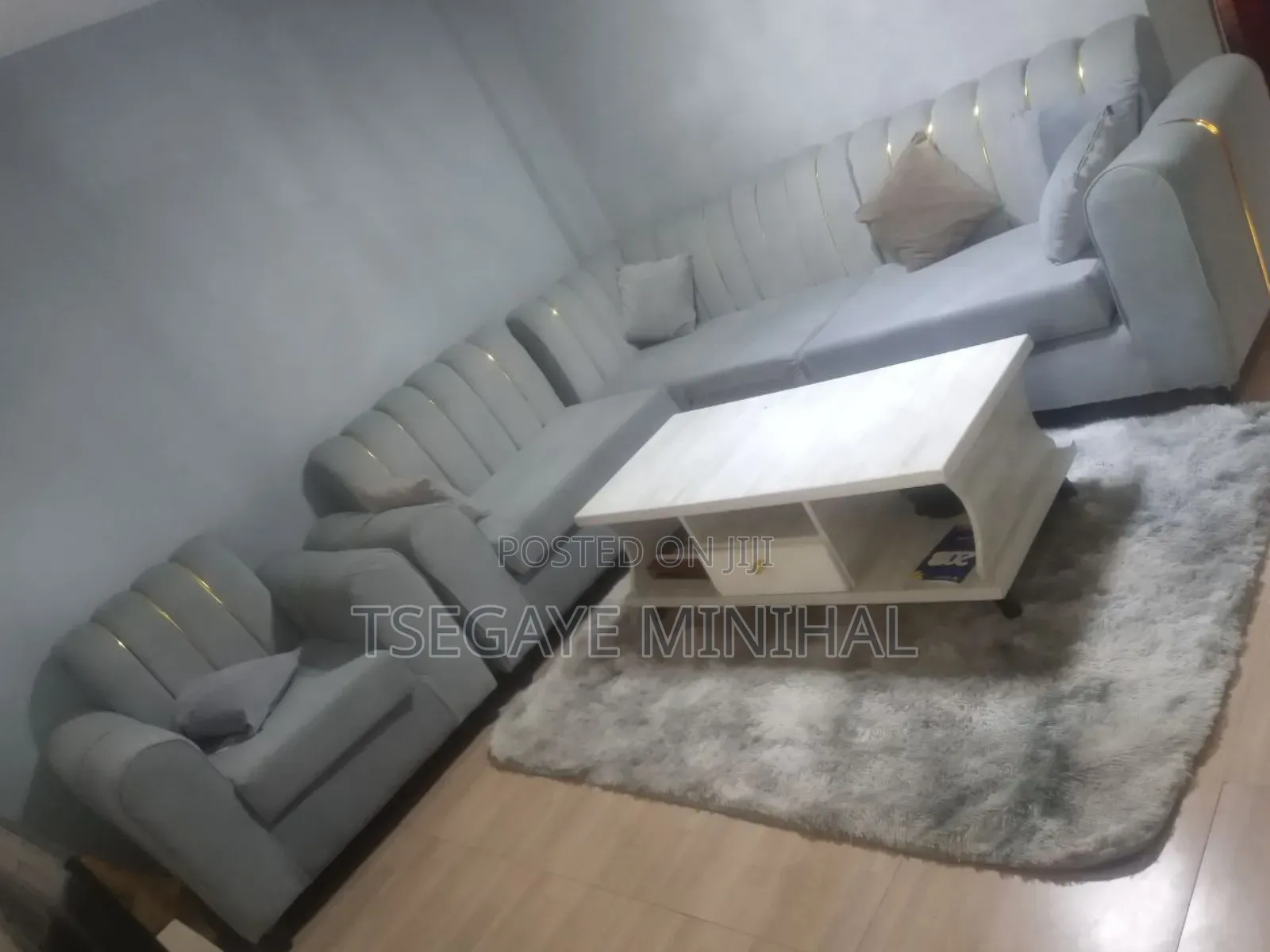 Beautiful L-Shaped Sofa Set With Center Table