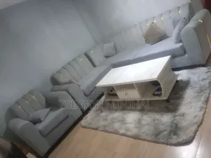 Beautiful L-Shaped Sofa Set With Center Table