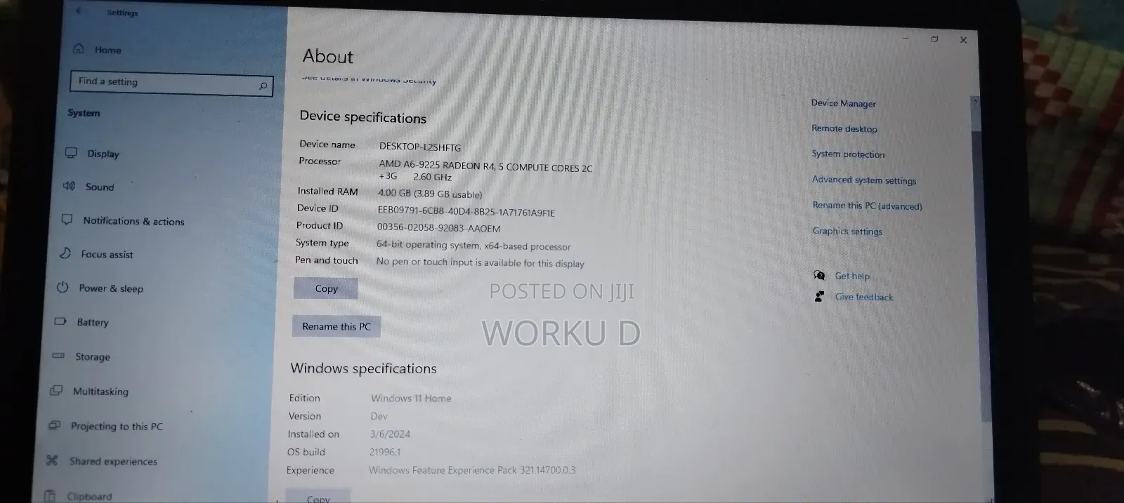 New Laptop HP 15-Da2933nia 4GB AMD A6 SSD 1T
