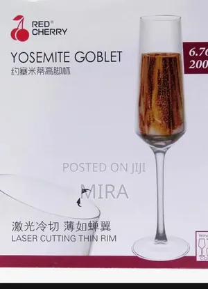 12 Piece Red Cherry Tulip Champagne Glass