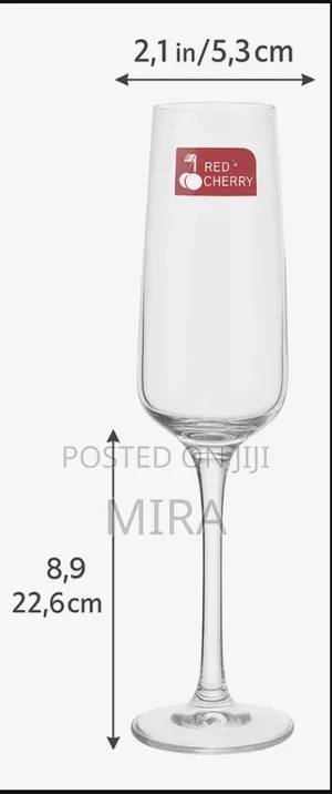 12 Piece Red Cherry Tulip Champagne Glass