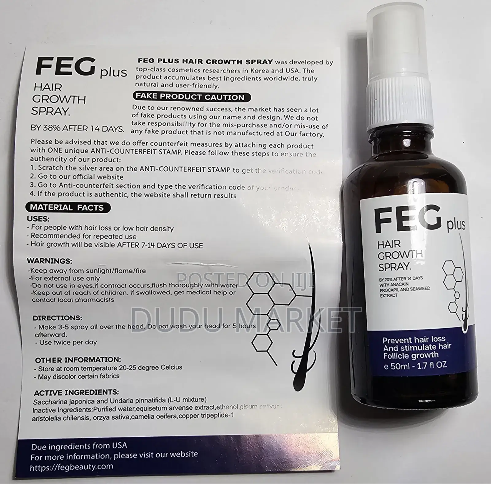 Feg Plus. Hair Growth Spray