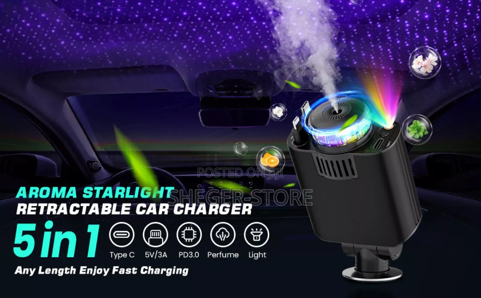 High Class Aroma Starlight Retractable Car Charger