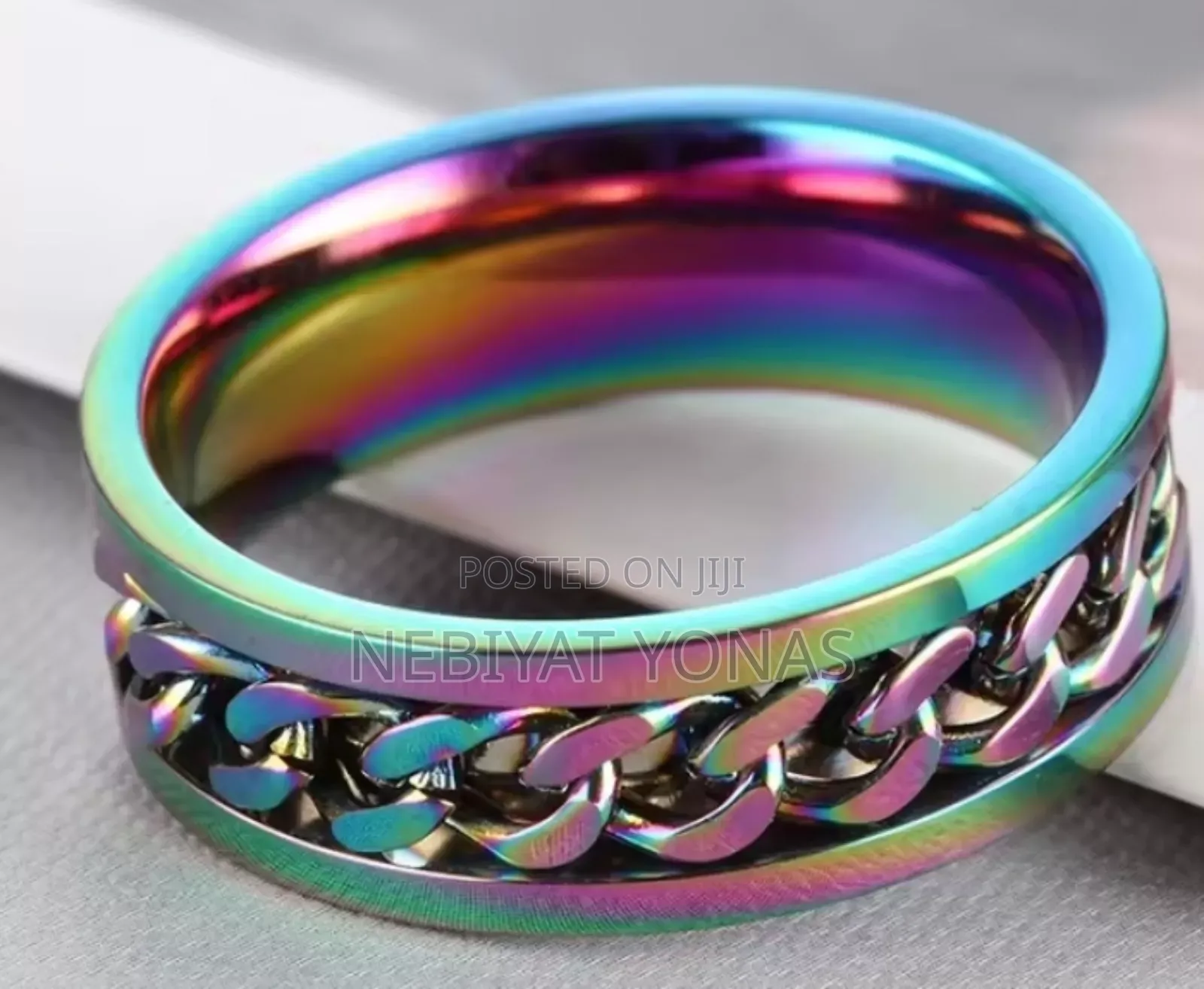Titanium Steel Rotatable Chain Rings for Women Men Spinner Ring