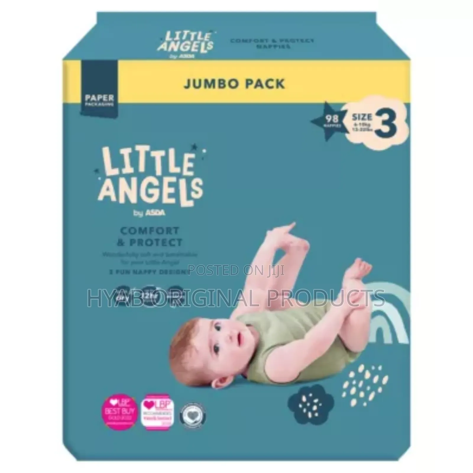 Little Angels by Asda Size 3 Comfort Protect Jumbo Pack 98 Nappies