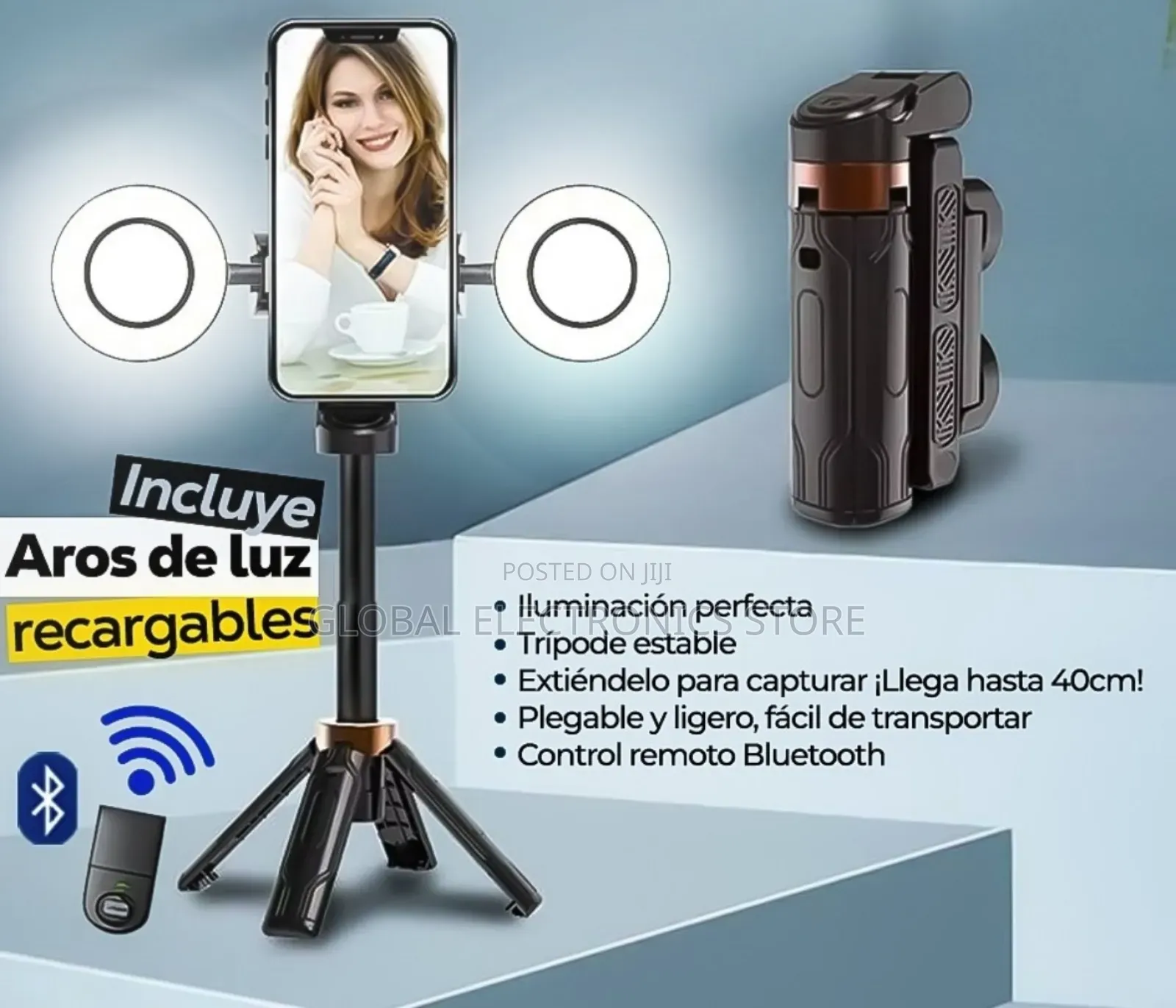 Mini ለlive የሚሆን Selfi Stick የራሱ Light ያለው (For Tiktok Youtube )