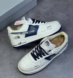 Nike Air Force 1 “#The_north_face” White Navy #Low Shoes for Men's