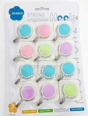 12 Self Adhesive Plastic Hooks