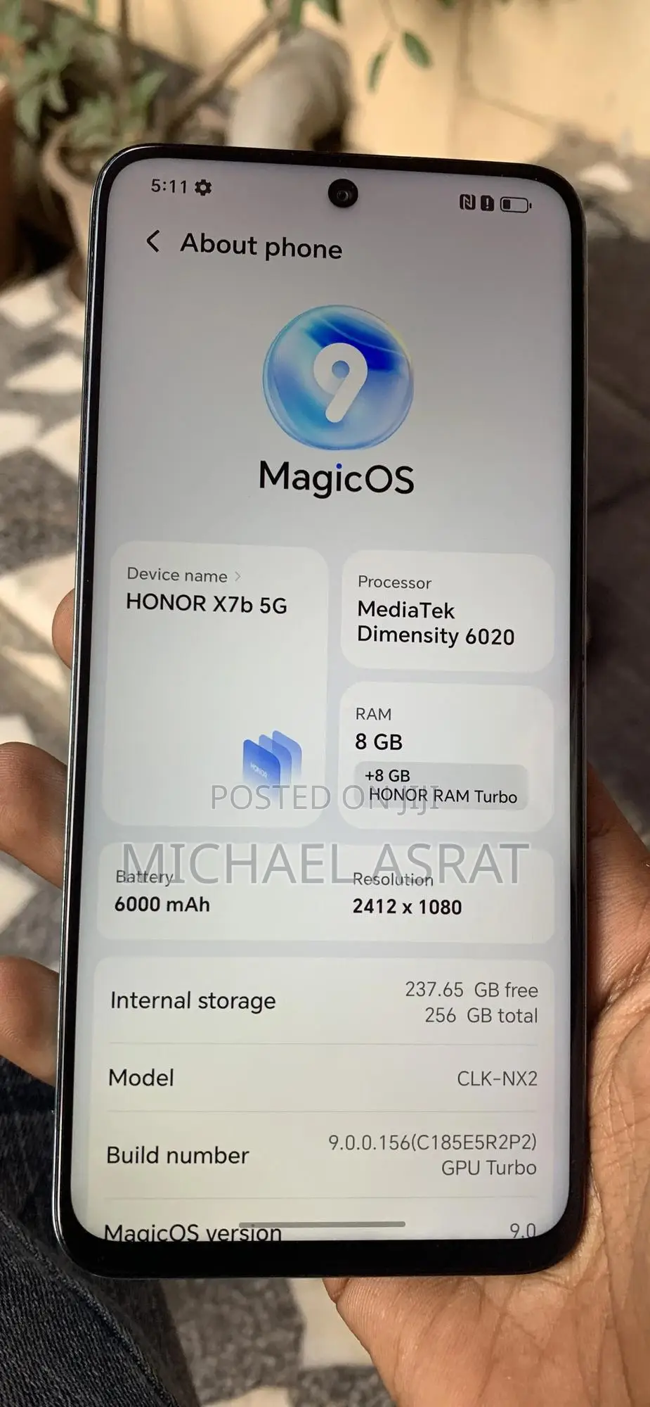 New Honor X7b 5G 256 GB Blue