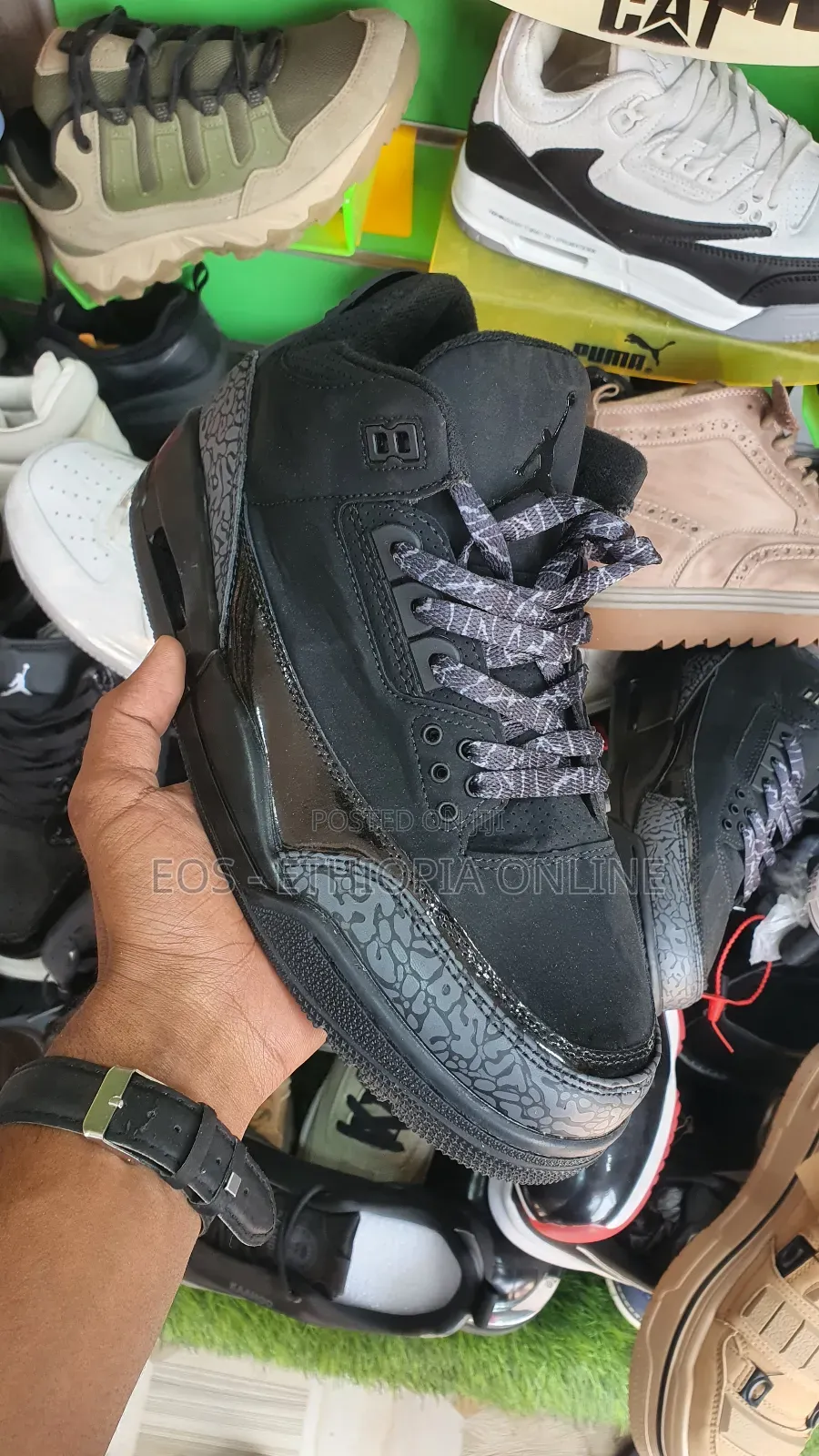 Black Air Jordan 3 Mid Top Sneaker [On Hand]