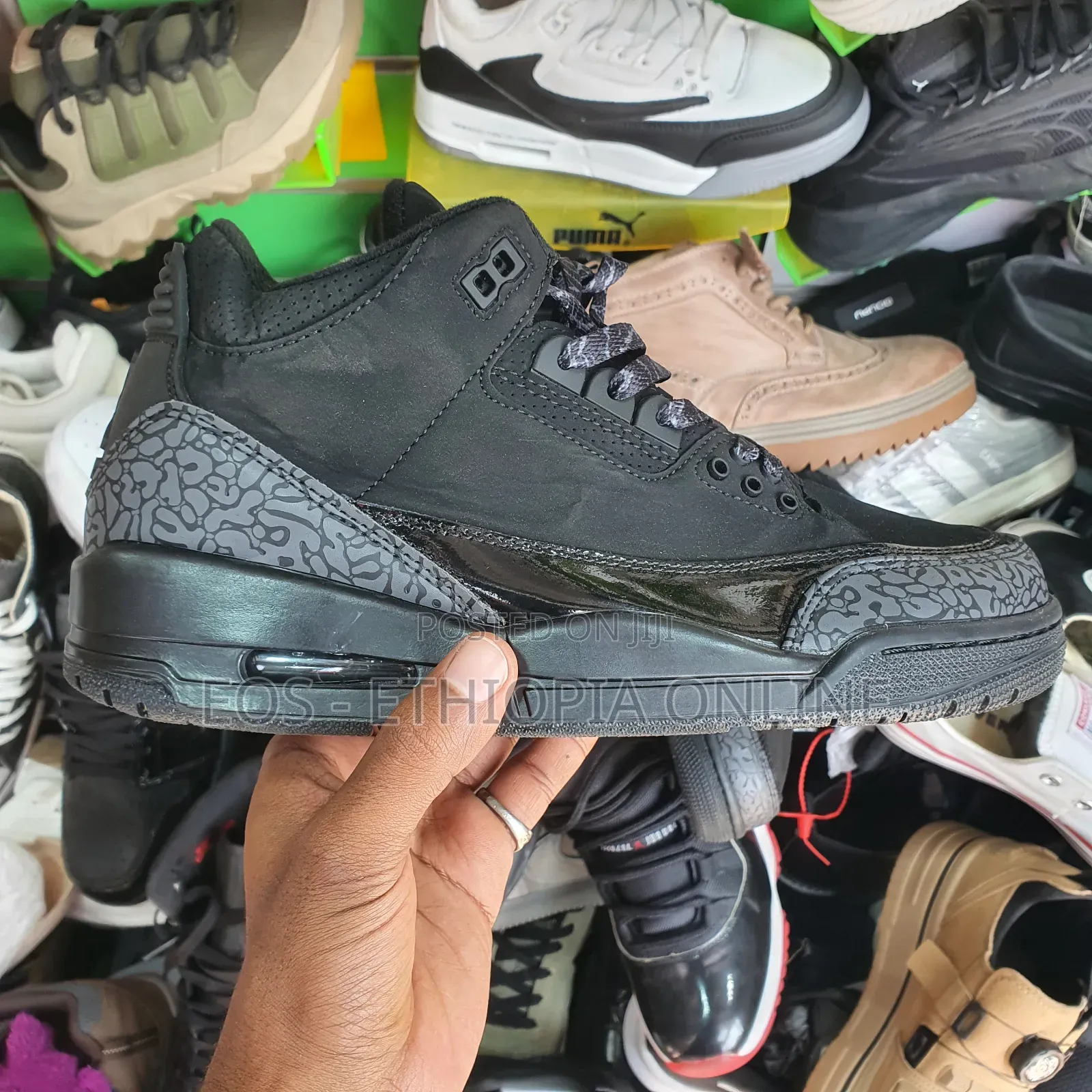 Black Air Jordan 3 Mid Top Sneaker [On Hand]