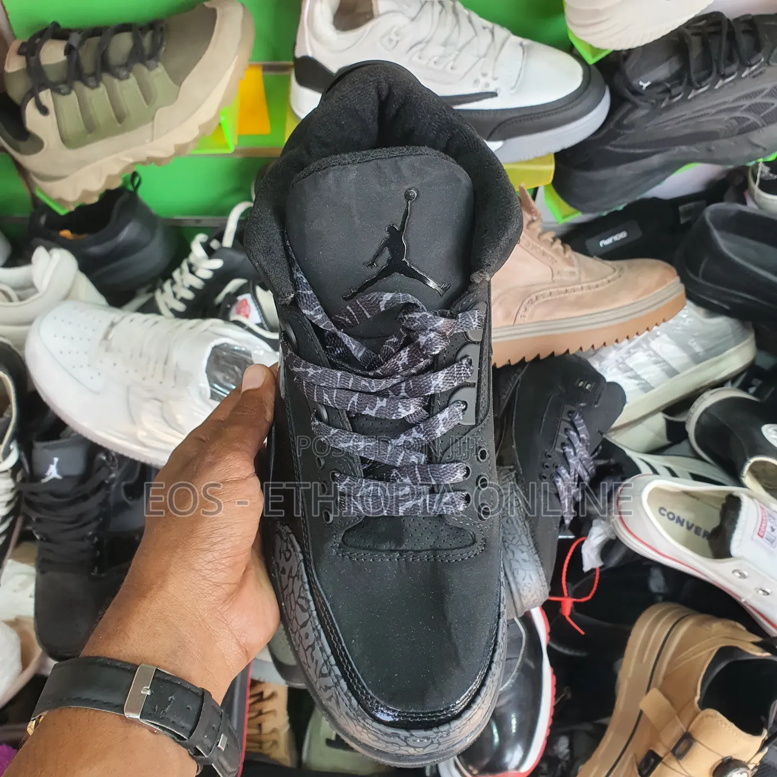 Black Air Jordan 3 Mid Top Sneaker [On Hand]