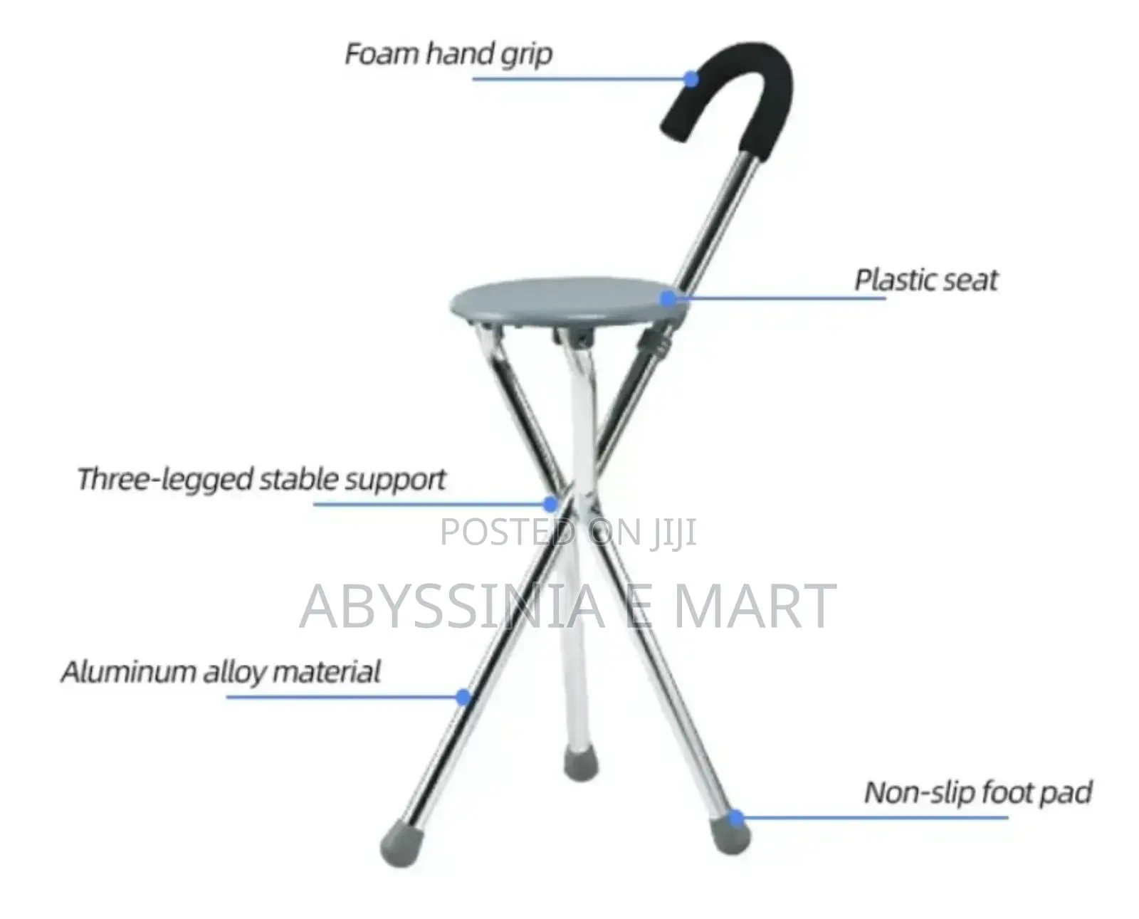 Foldable 3 Legged Walking Stick
