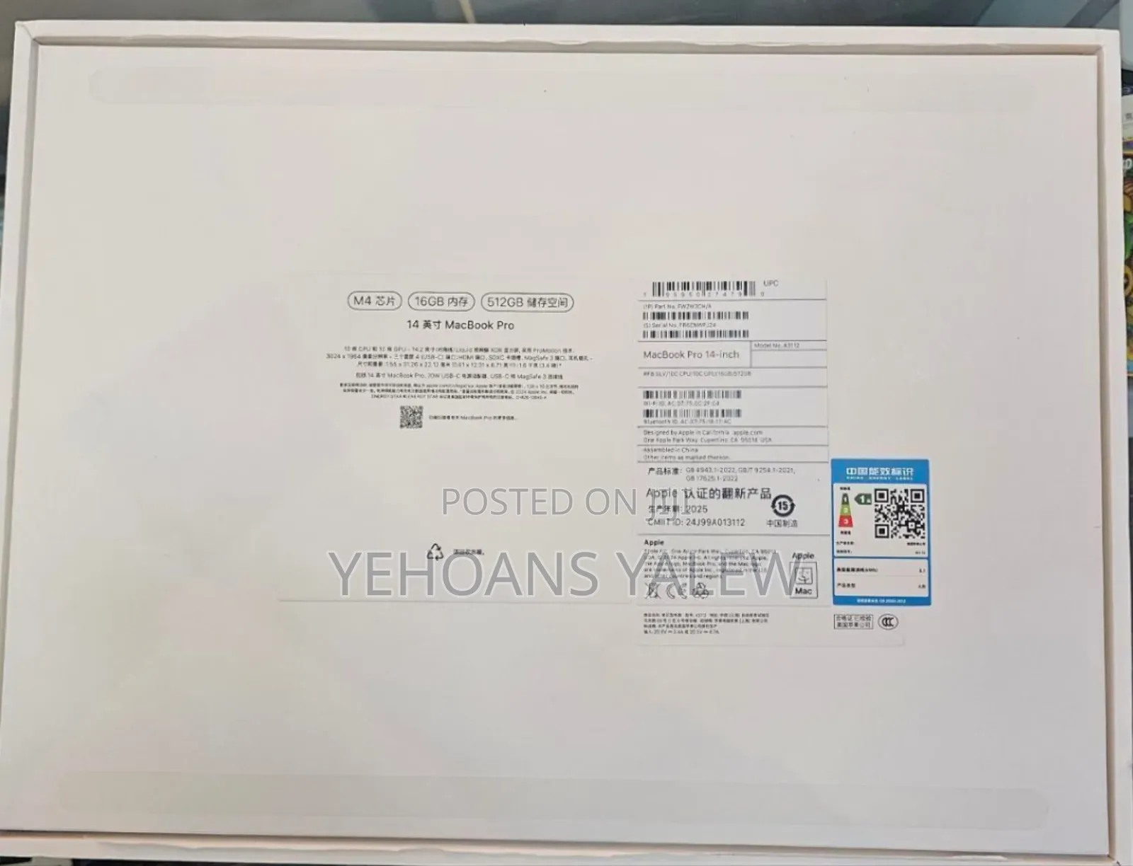 New Laptop Apple MacBook Pro 2024 M4 14-Inch 16GB Apple M4 SSD 512GB