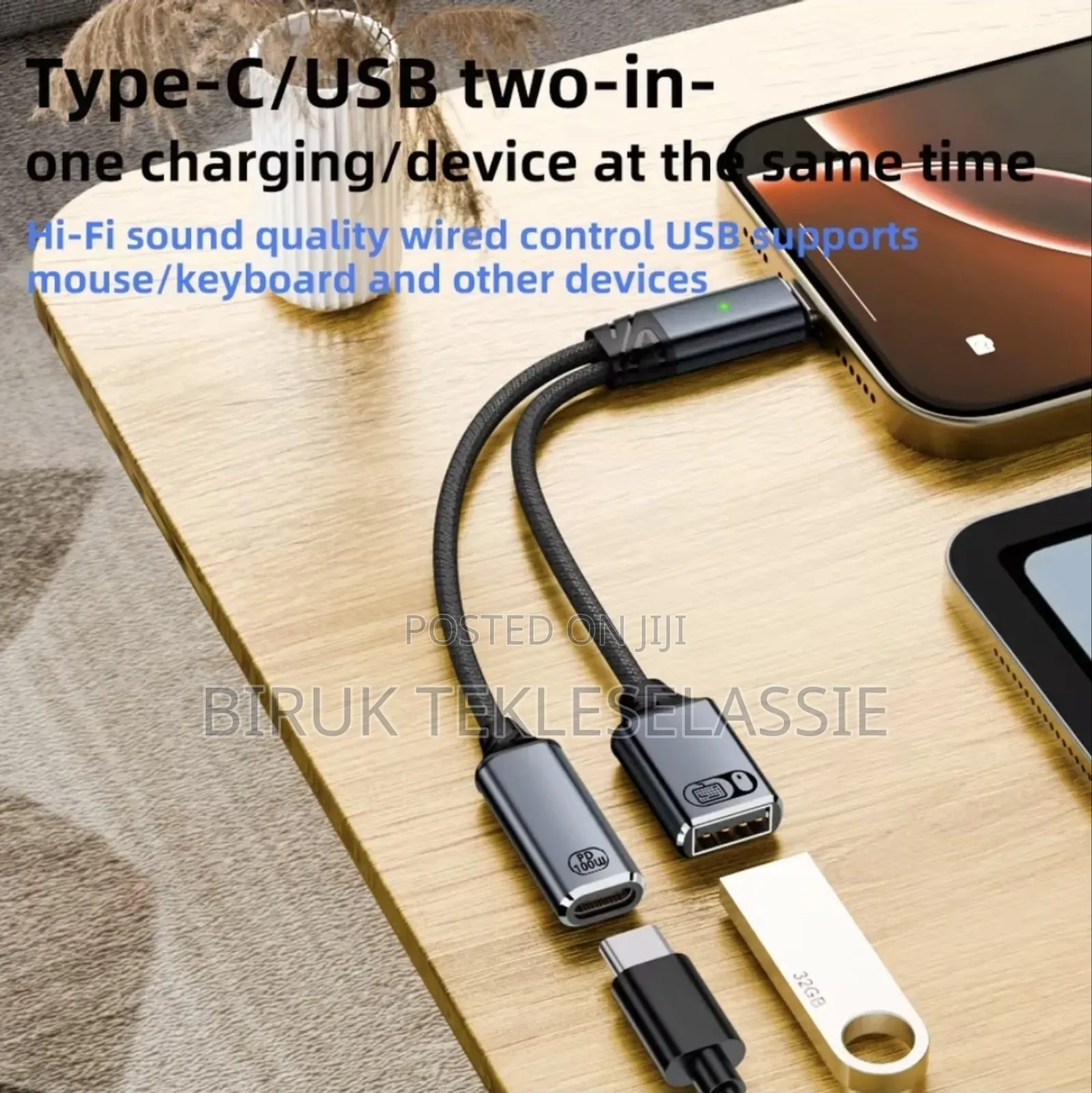 2 in 1 Usb C Otg Charging Adapter + Usb 2.0