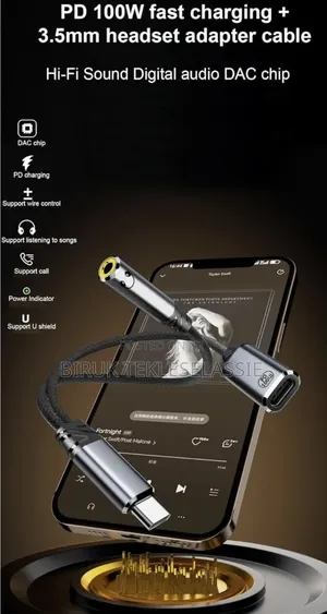 Usb-C to 3.5mm Headphone + Charger Adapter