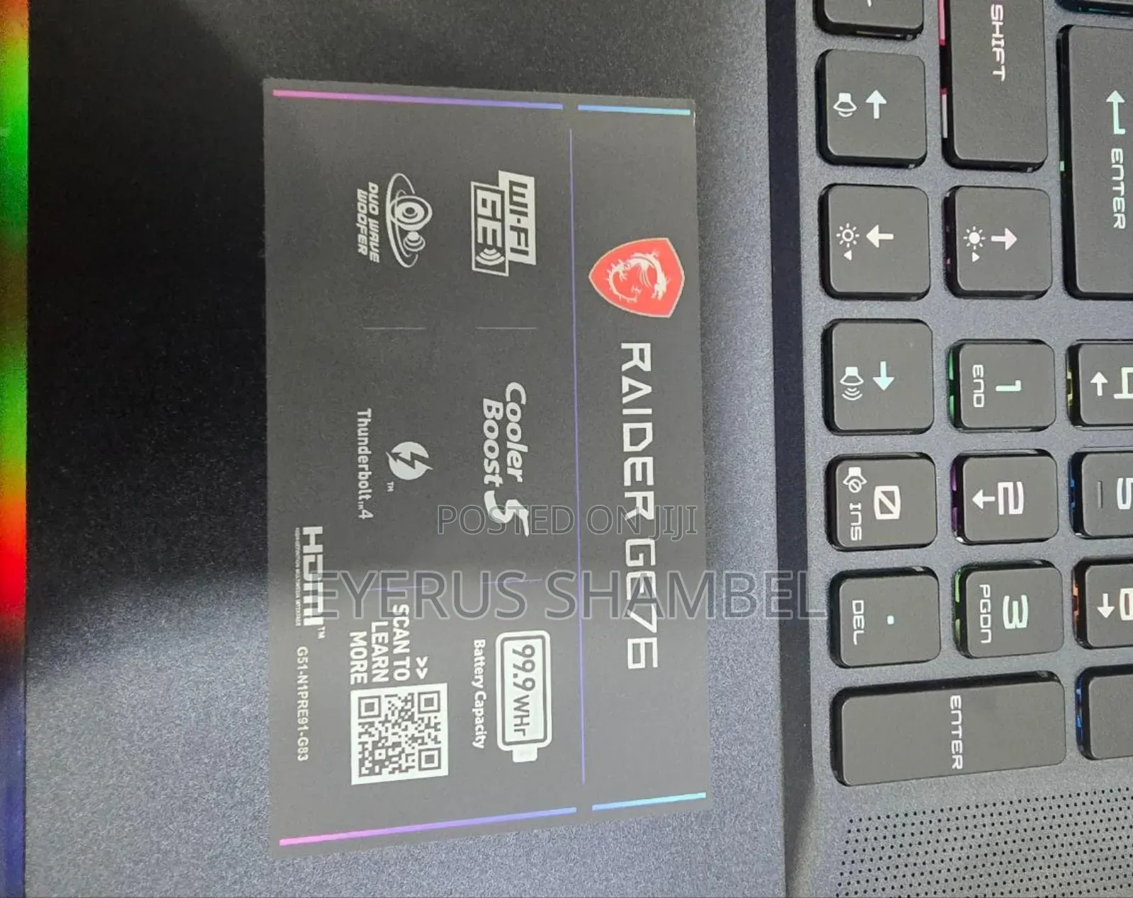 New Laptop MSI Raider GE76 12UGS 16GB Intel Core I9 SSD 1T