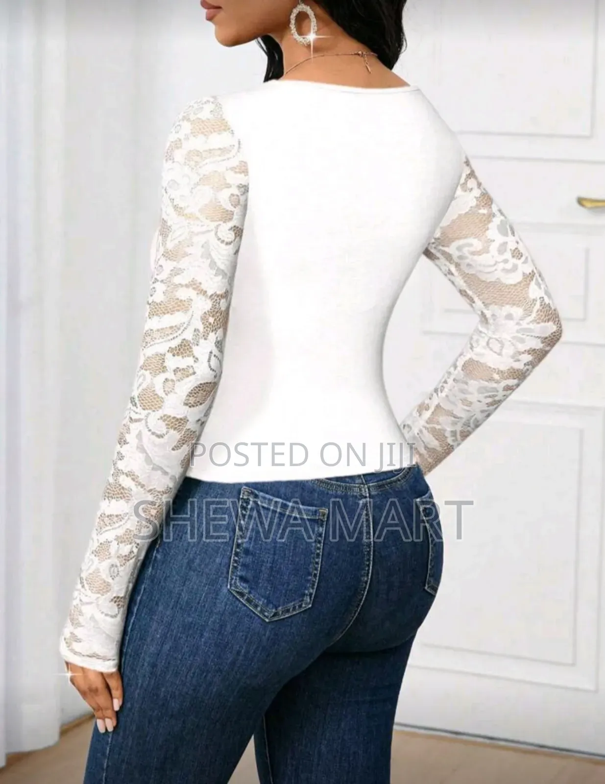 Lady 2025 New Elegant Commuting White Solid Color Lace Patchwork Fitte