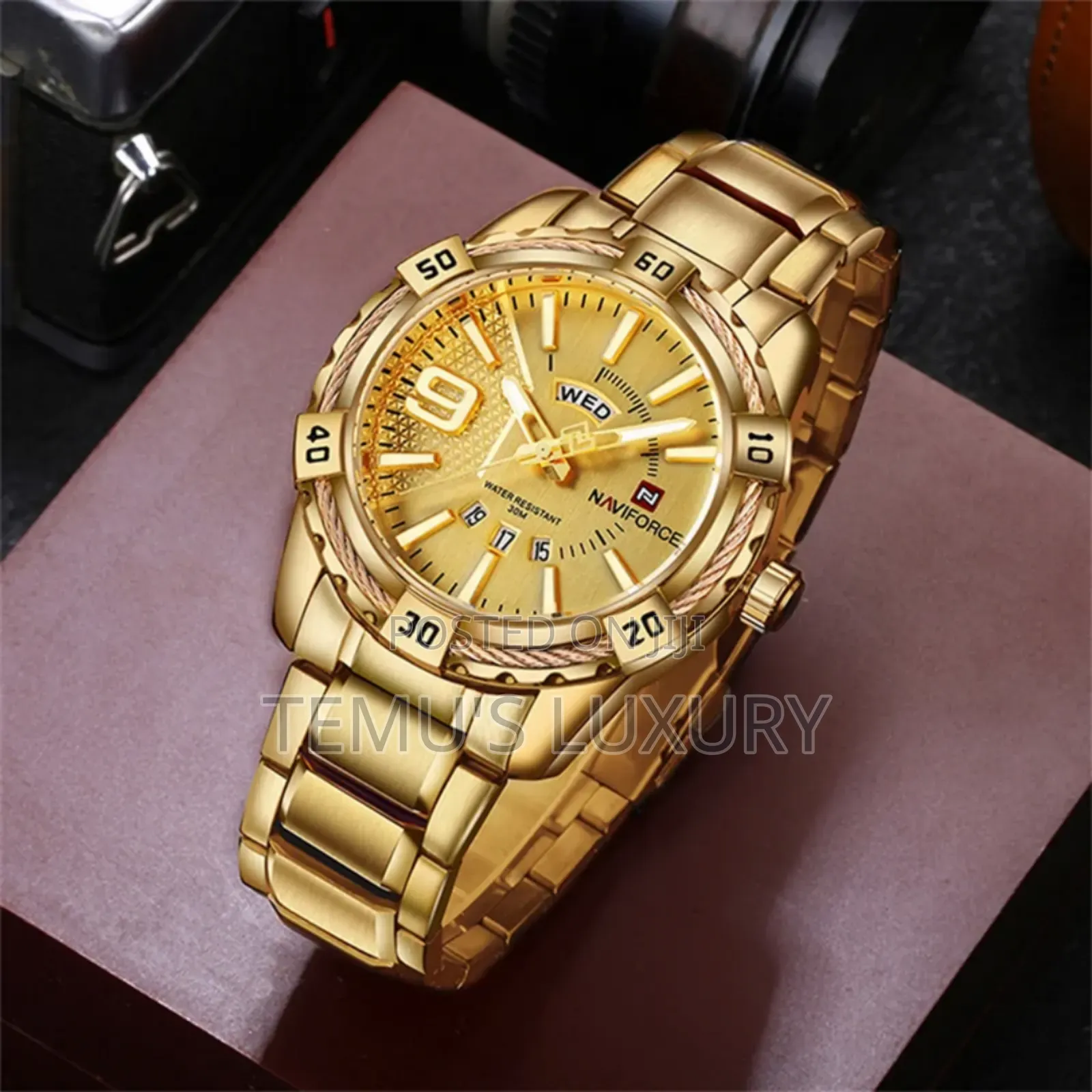 Navifrce Mens Watch Gold Luxury Waterproof Watches for Men Nf9117s
