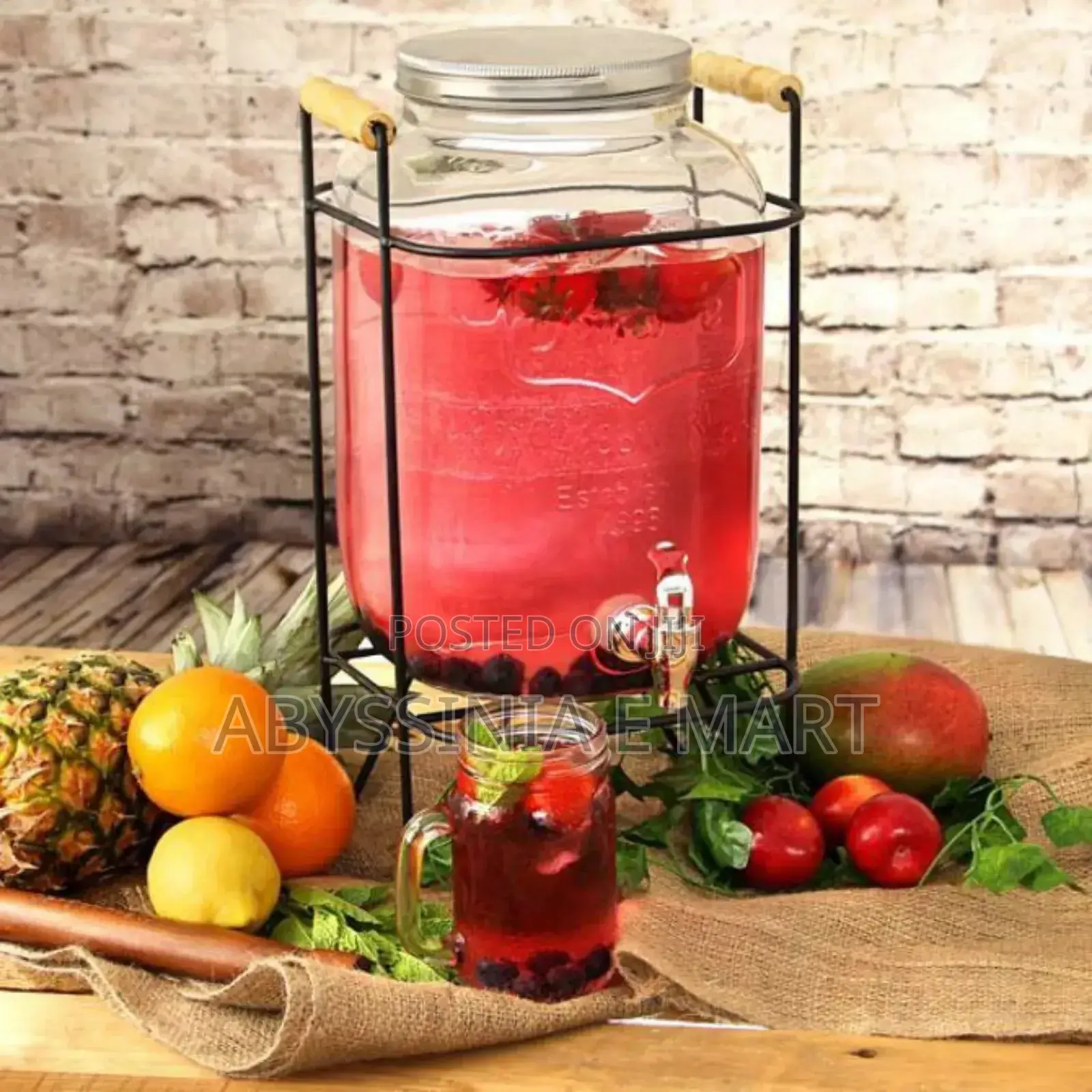 8l Glass Dispenser Jar With Rack