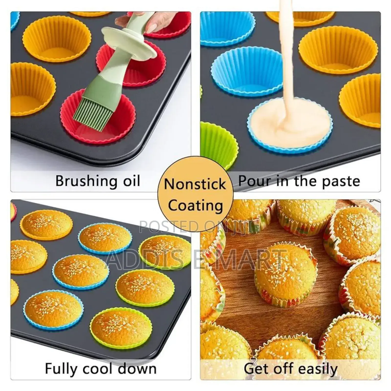 12 Holes Cup + Silicon Baking Molds Muffin