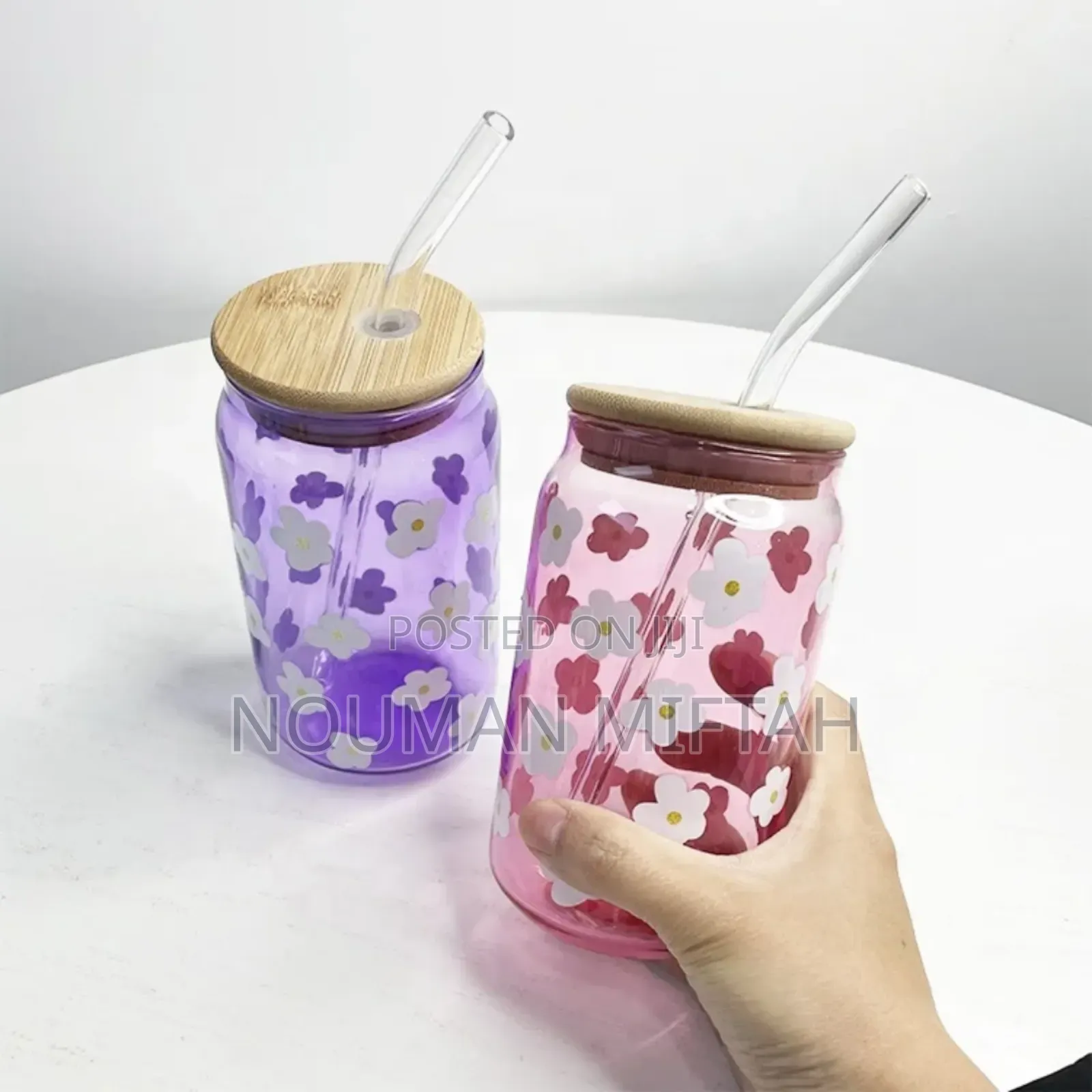 Glass Mugs With Straw Wood Lid