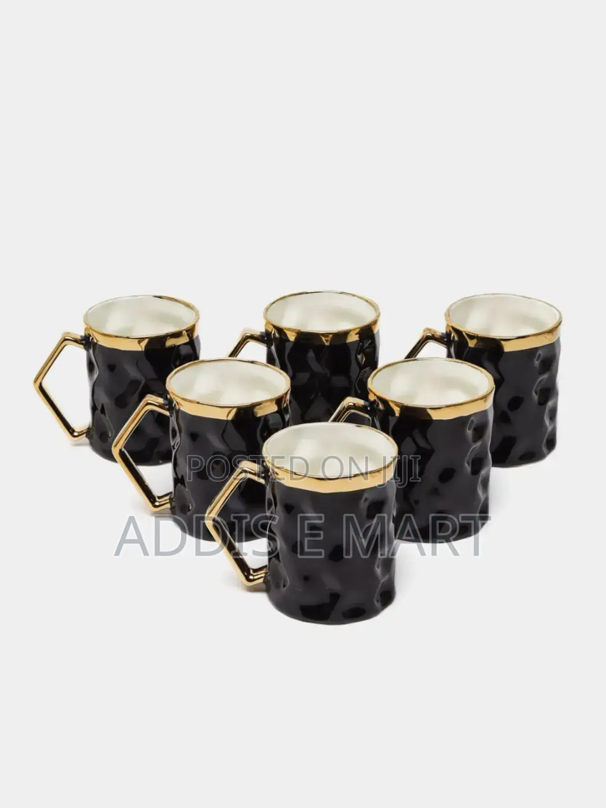 6set Ceramic Mugs With Golden Stand