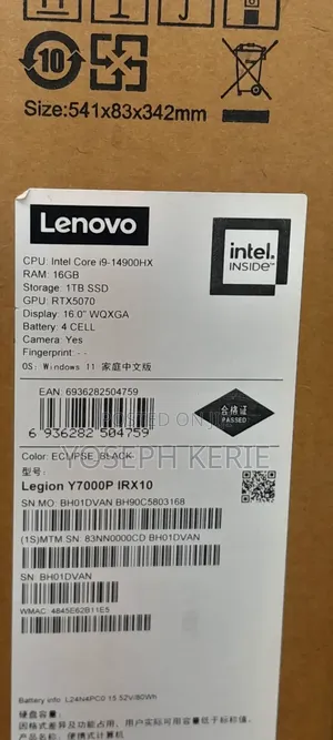 New Lenovo Legion Y7000P IRX9 Gaming Laptop 16GB Intel Core I9 SSD 1T