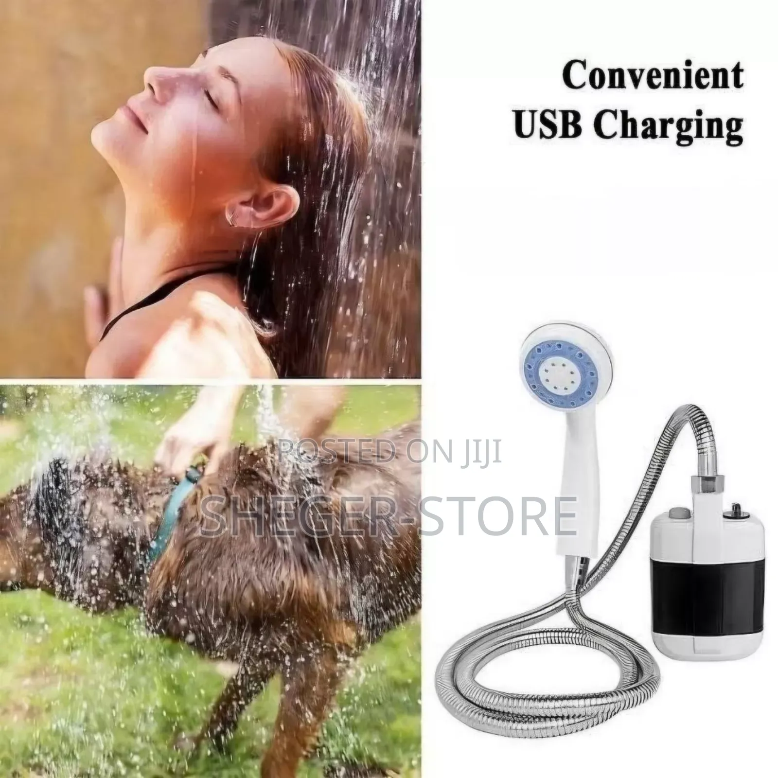 Orginal Portable Outdoor Shower Pump (በቻርጅ የሚሰራ ተንቀሳቃሽ ሻወር ፓምፕ ) 1.5m