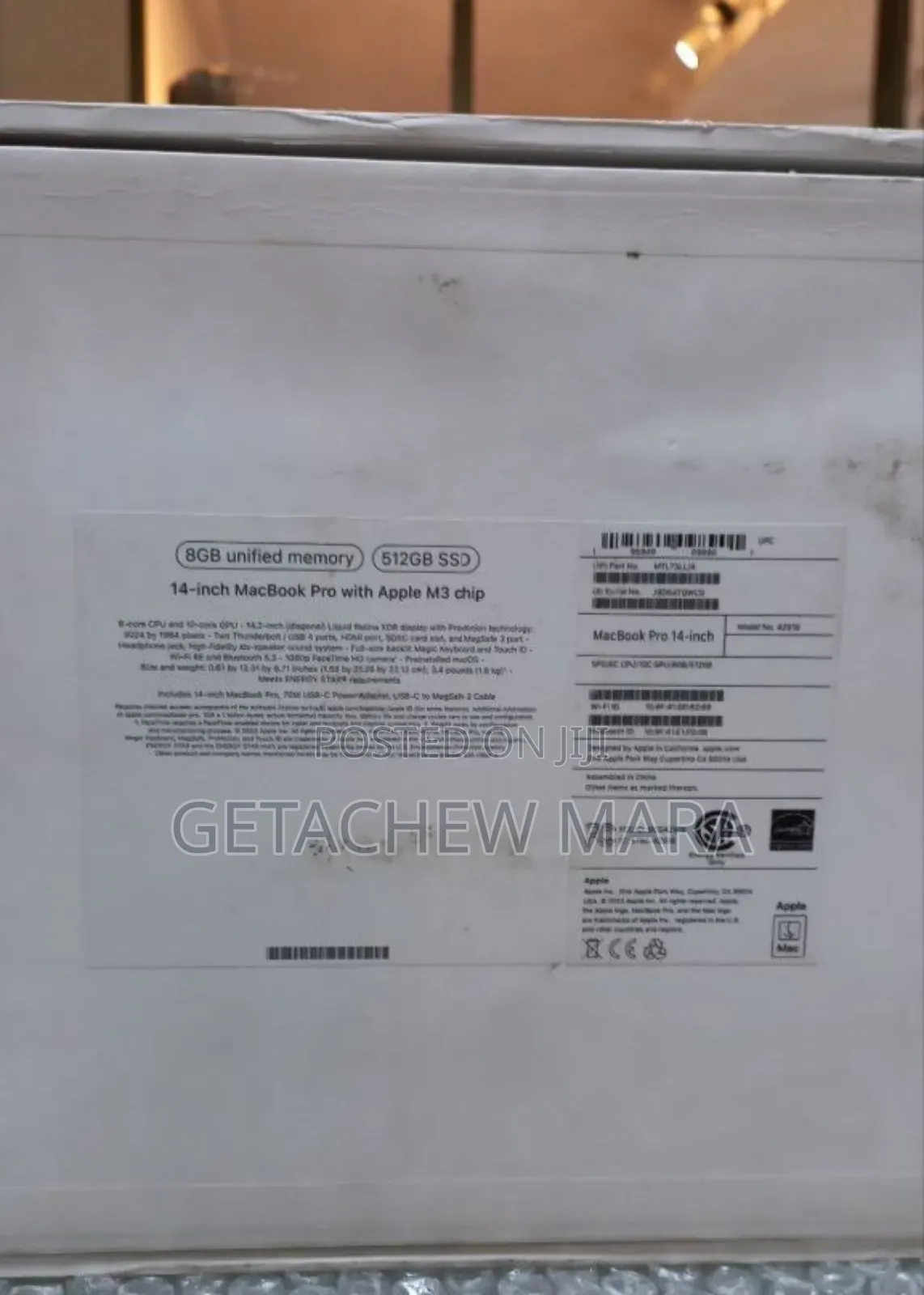 New Laptop Apple MacBook Pro 2024 M3 14-Inch 8GB Intel SSD 512GB